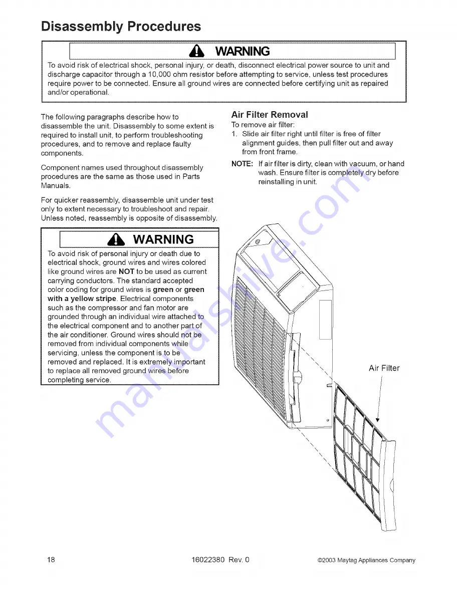 Amana AAC081SRB Service Service Manual Download Page 18