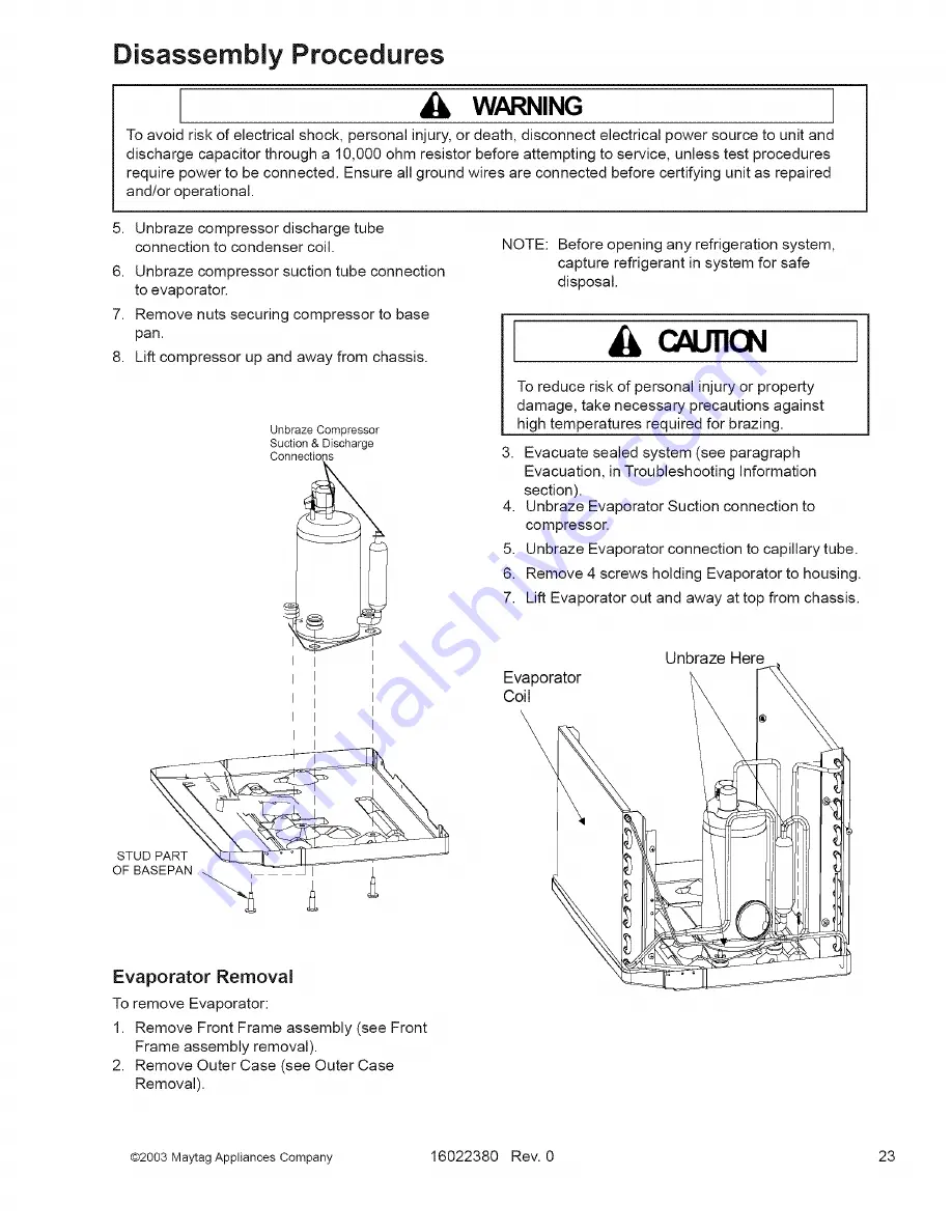 Amana AAC081SRB Service Service Manual Download Page 23