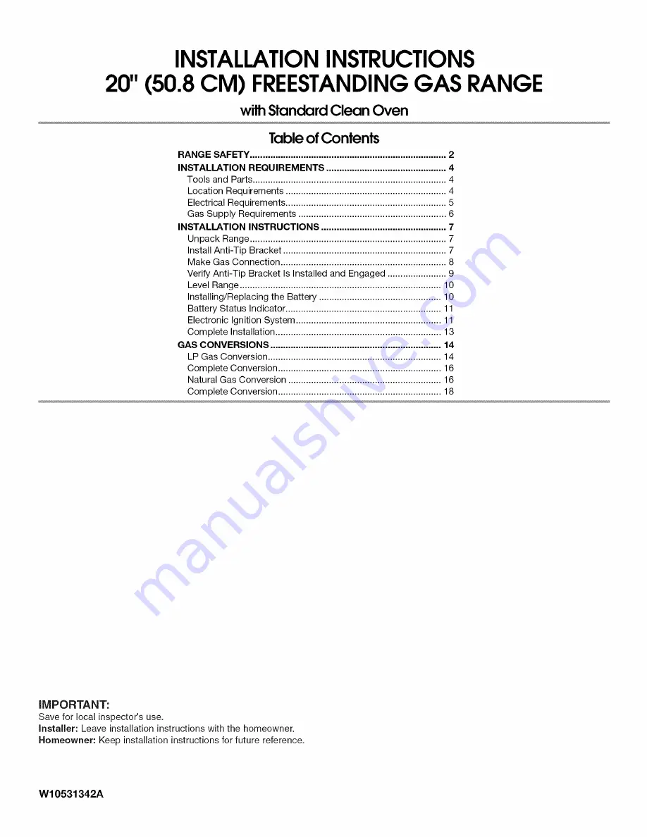 Amana AGG200AAW0 Installation Instructions Manual Download Page 1