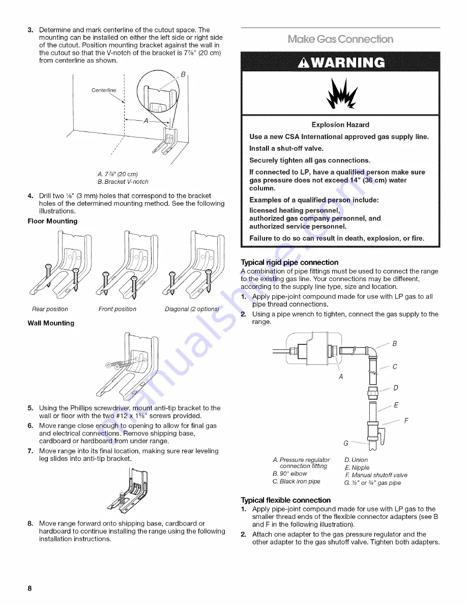 Amana AGG200AAW0 Installation Instructions Manual Download Page 8