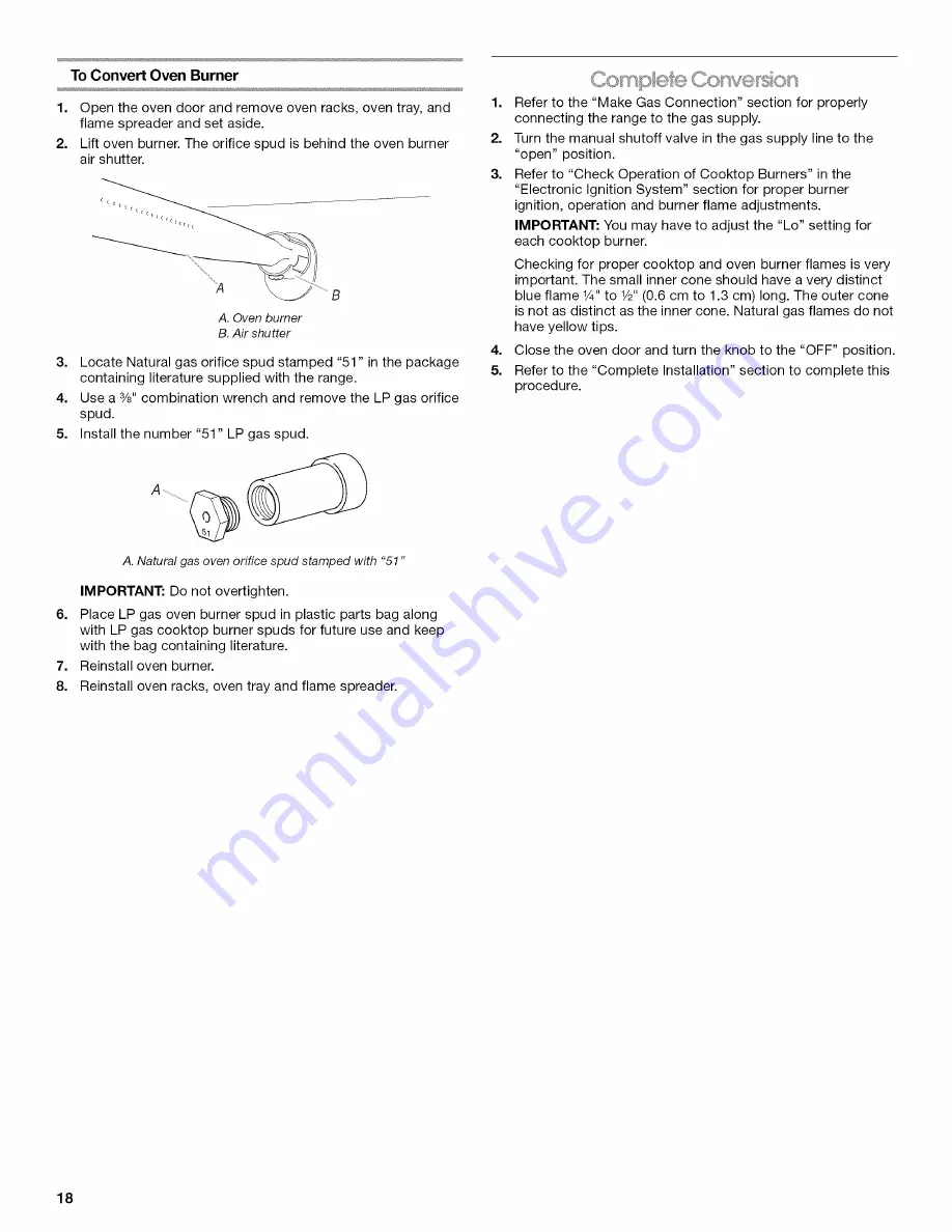 Amana AGG200AAW0 Installation Instructions Manual Download Page 18