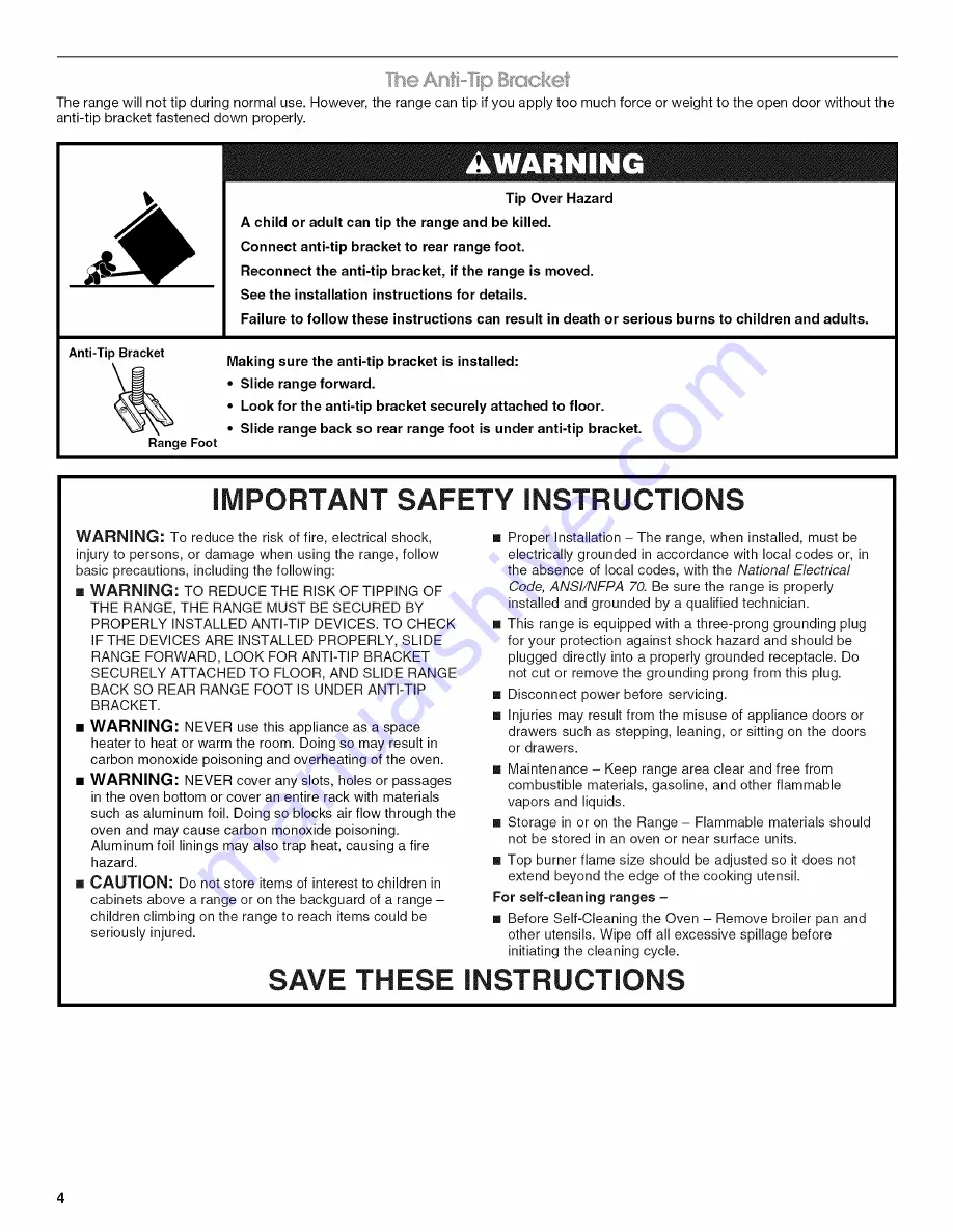 Amana AGR3311WDQ0 Use & Care Manual Download Page 4