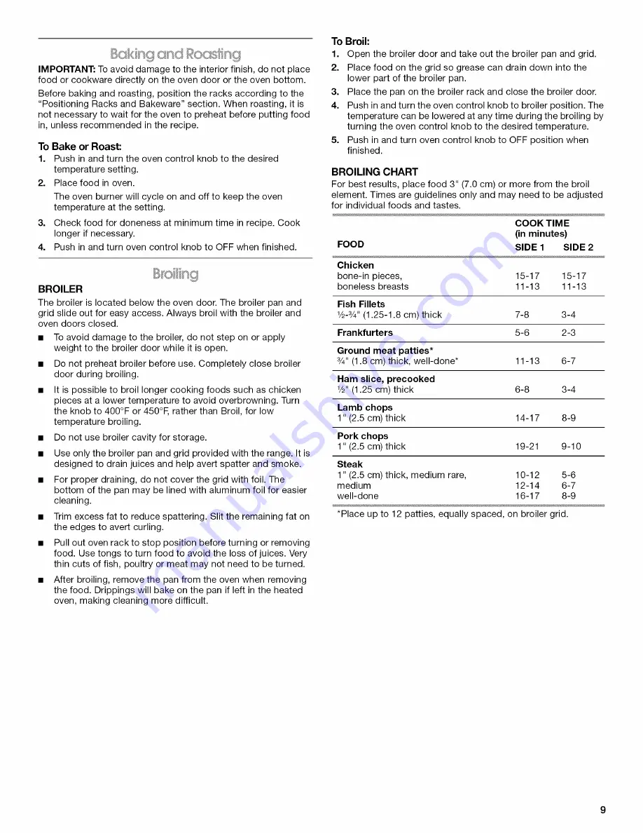 Amana AGR3311WDQ0 Use & Care Manual Download Page 9