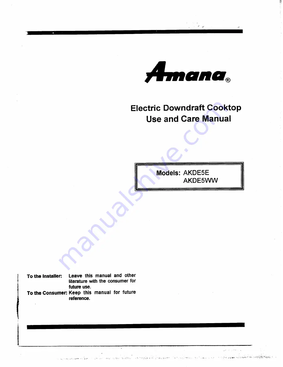 Amana AKDE5E Use And Care Manual Download Page 1