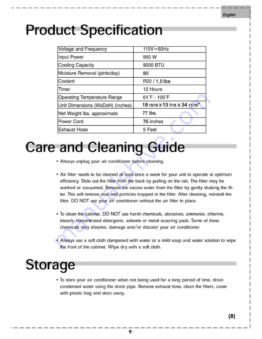 Amana AP095R Manual Download Page 9