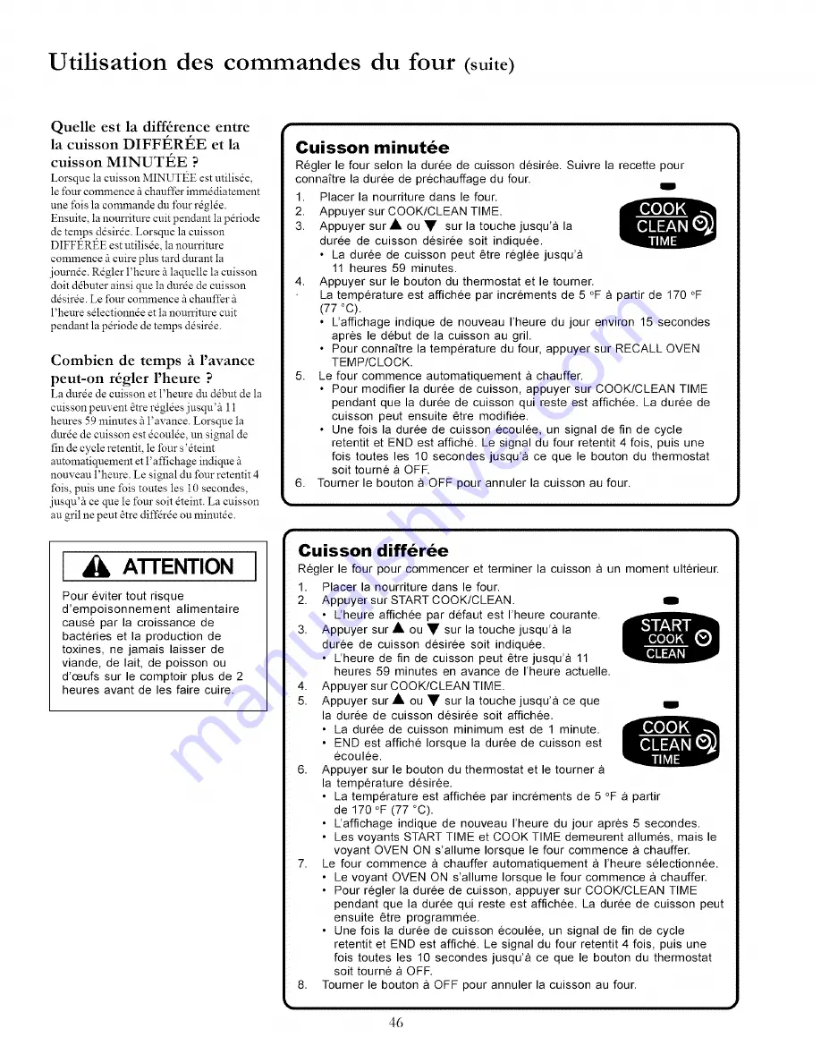 Amana Distinctions DCF3305A Owner'S Manual Download Page 46