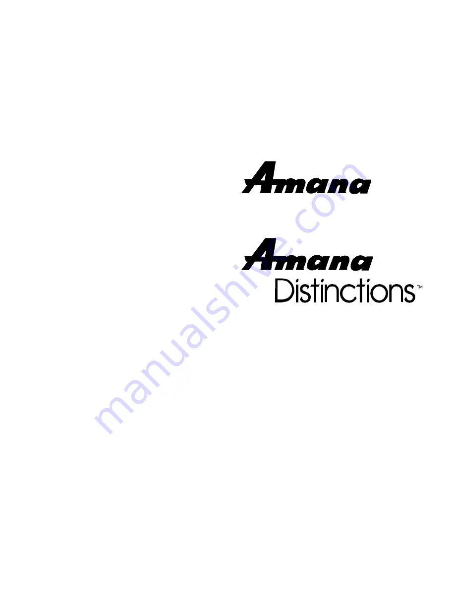 Amana Distinctions Owner'S Manual Download Page 1