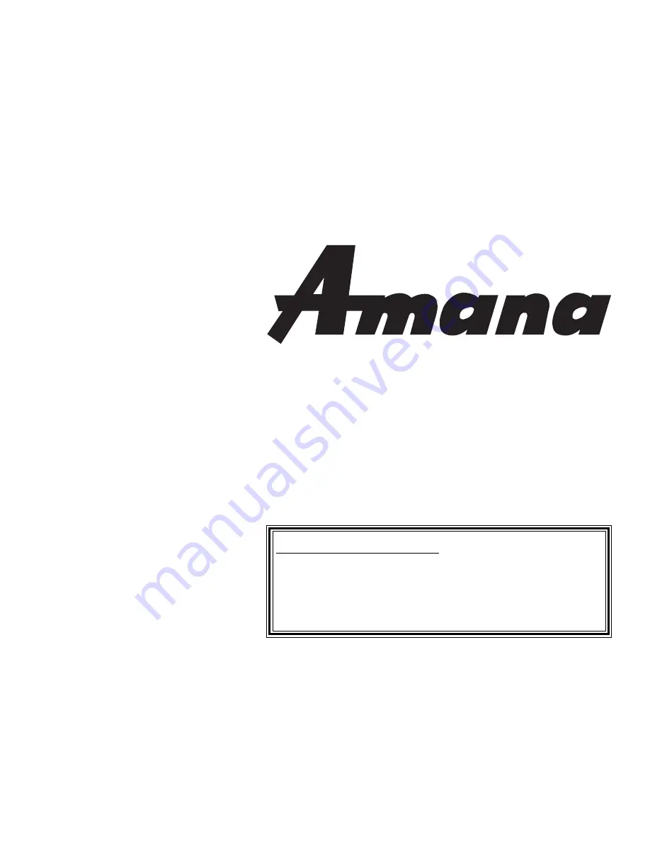 Amana Front Loading Washers Installation And Operating Instructions Manual Download Page 1