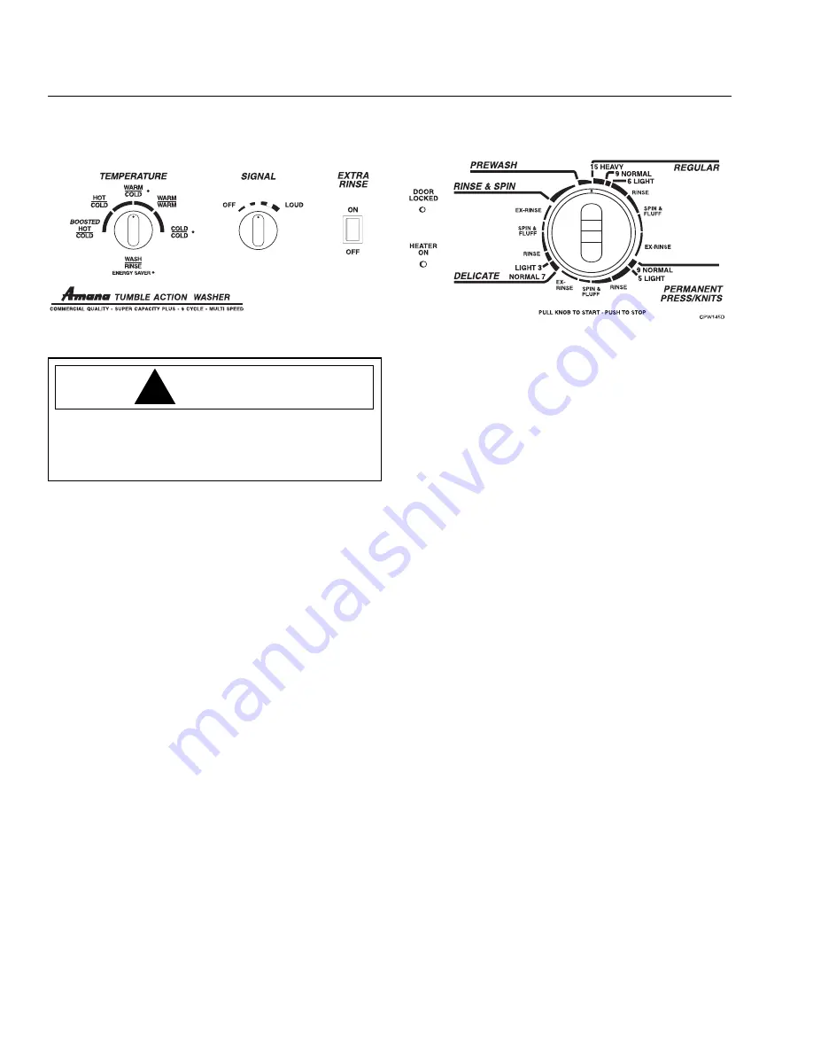 Amana Front Loading Washers Installation And Operating Instructions Manual Download Page 12