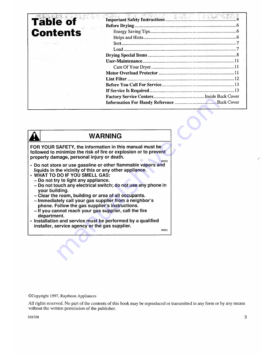 Amana LEA10 Use And Care Manual Download Page 3