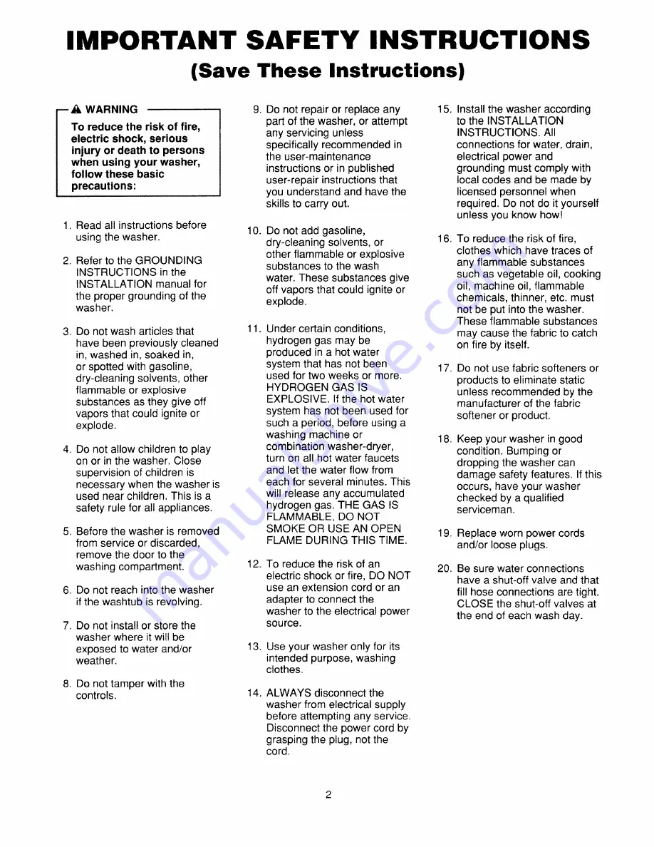 Amana LW4302*1 Use And Care Manual Download Page 26