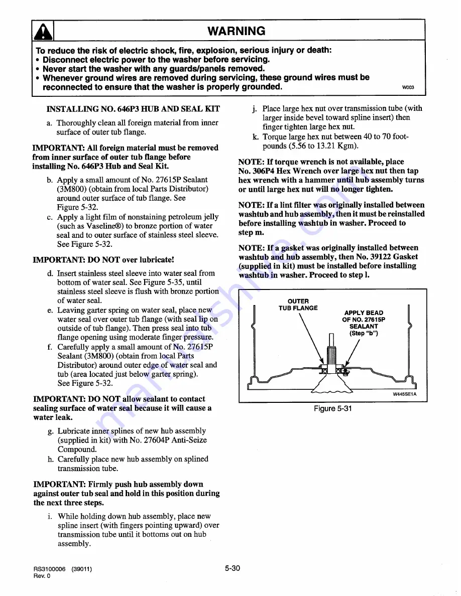 Amana LWA50AL Service Manual Download Page 54