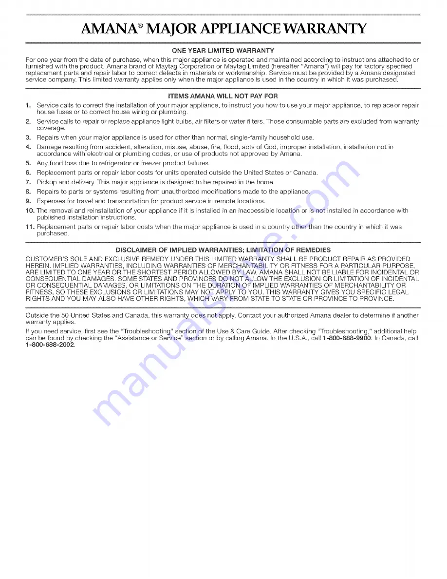 Amana NAH6800 Use & Care Manual Download Page 16