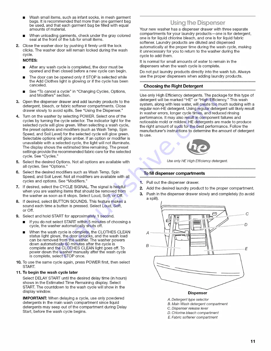 Amana NFW7600XW00 Use & Care Manual Download Page 11