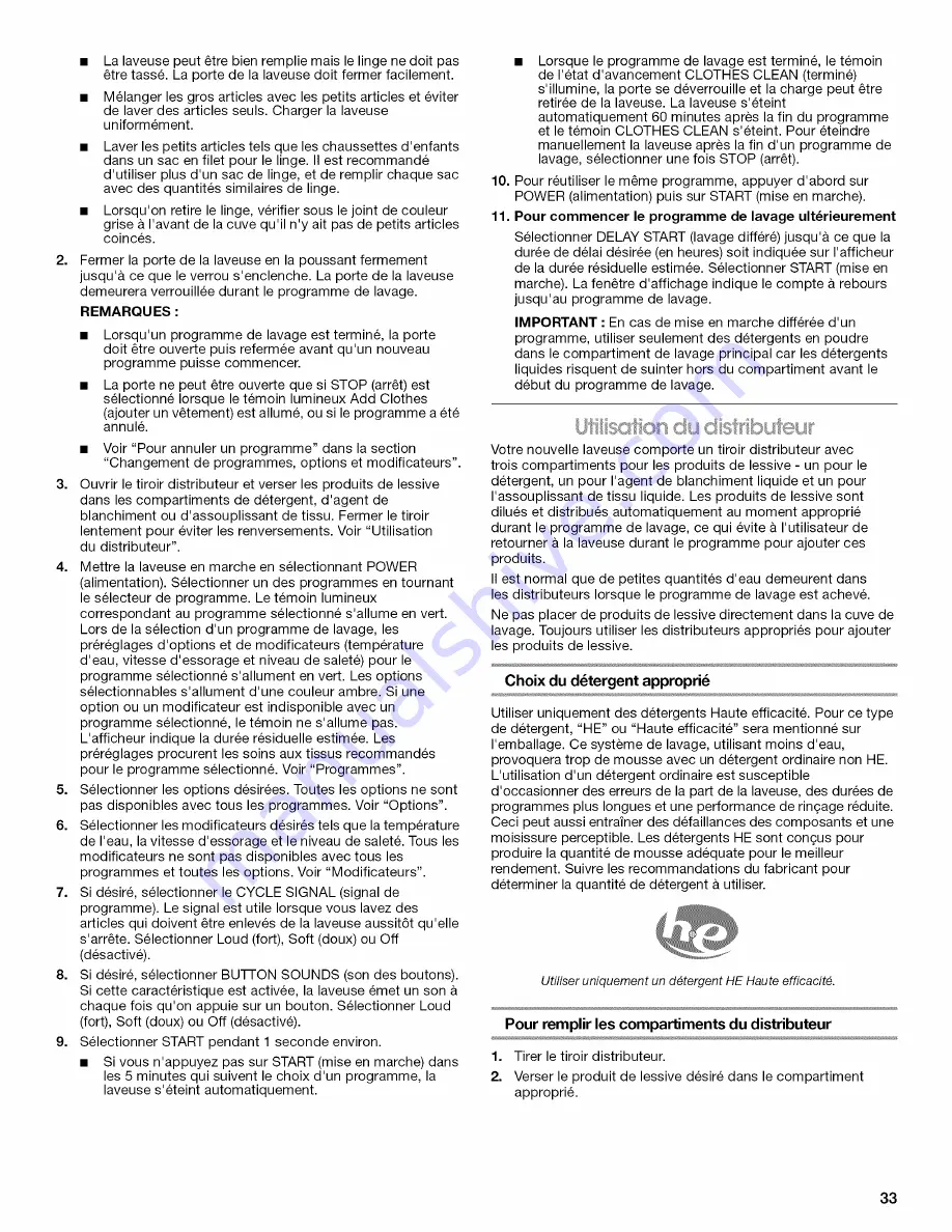 Amana NFW7600XW00 Скачать руководство пользователя страница 33