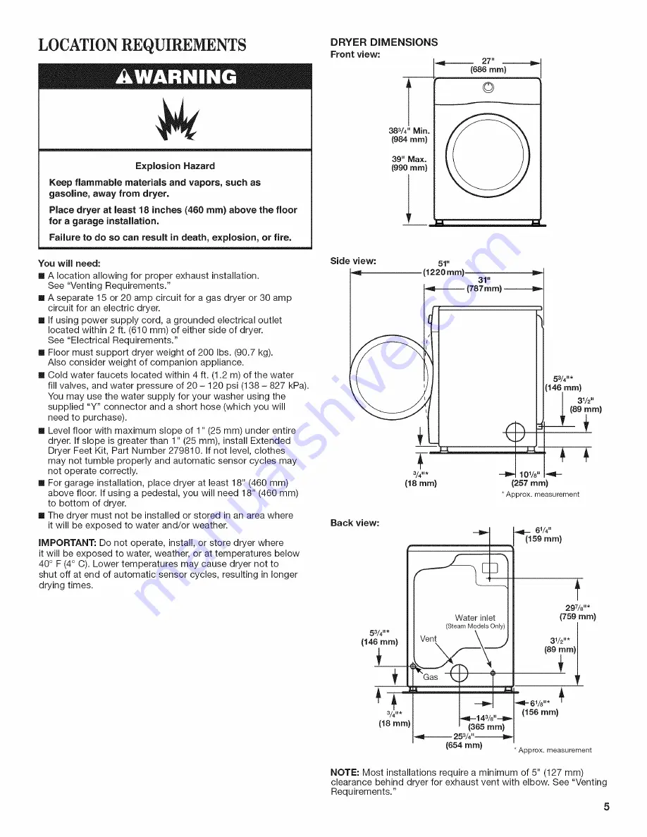 Amana NGD5700BW0 Скачать руководство пользователя страница 5