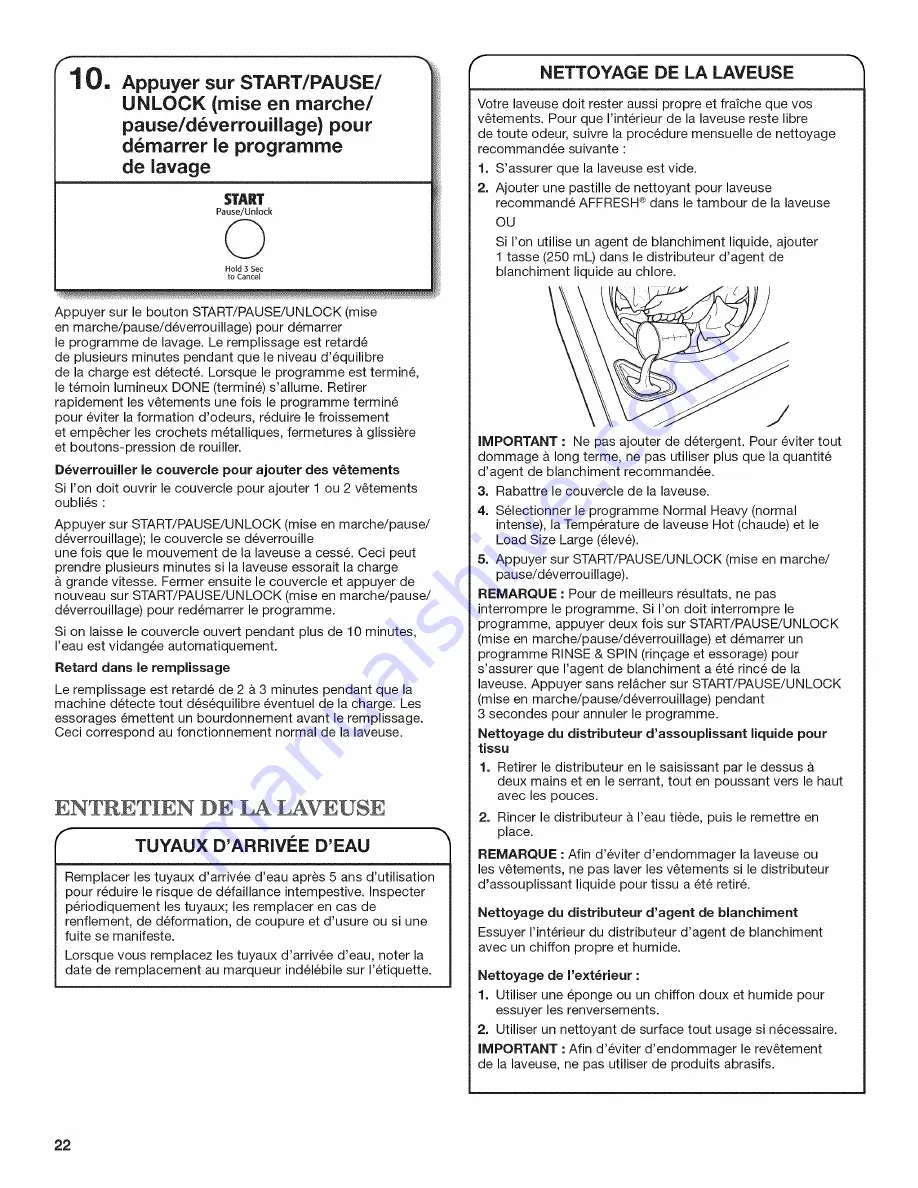 Amana NTW4501XQ0 Скачать руководство пользователя страница 22