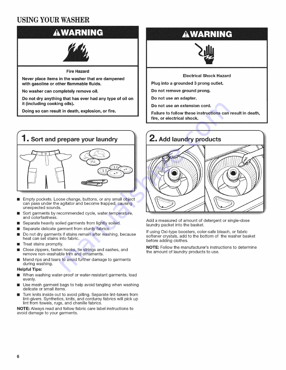 Amana NTW4601BQ1 Use And Care Manual Download Page 6