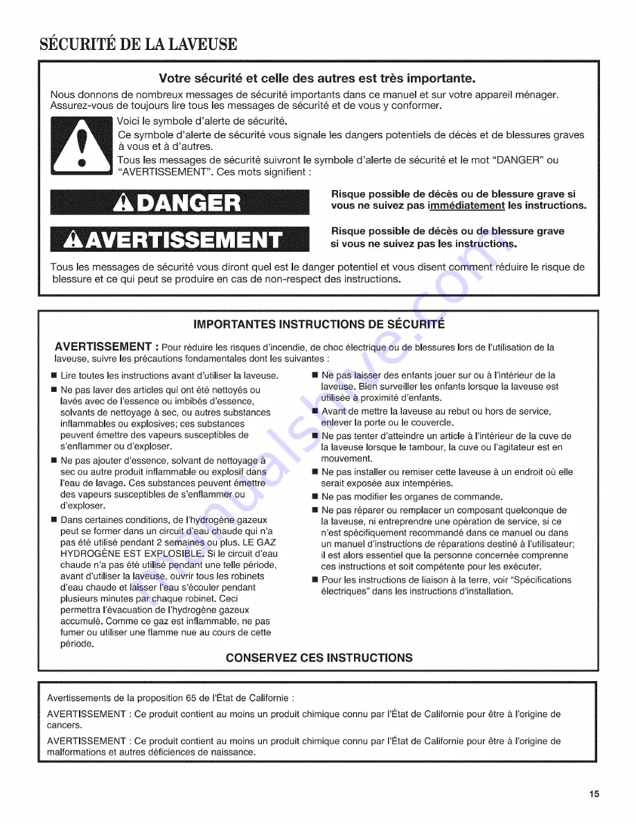 Amana NTW4601BQ1 Use And Care Manual Download Page 15