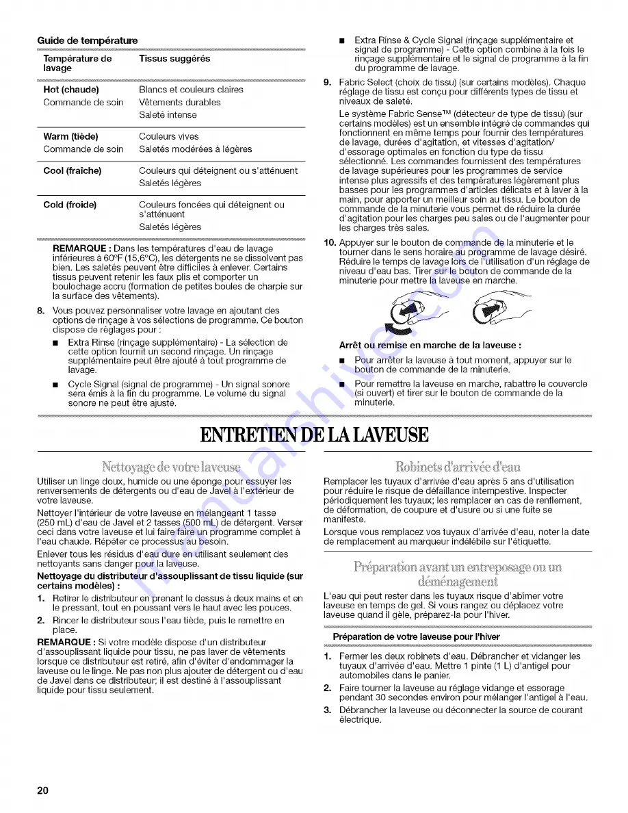 Amana NTW5505TQ0 User Instructions Download Page 20