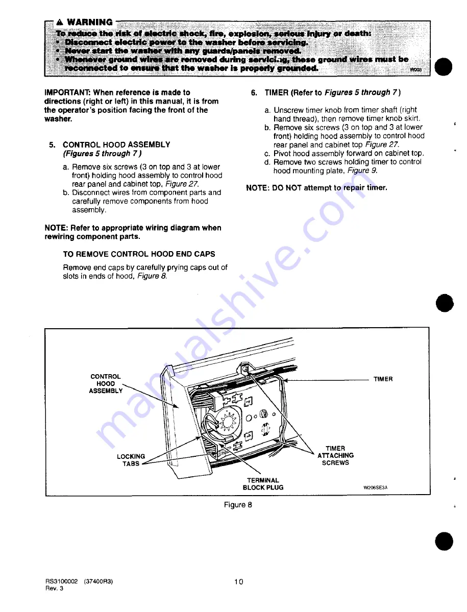 Amana Speed Queen AWM190W2 Service Manual Download Page 11