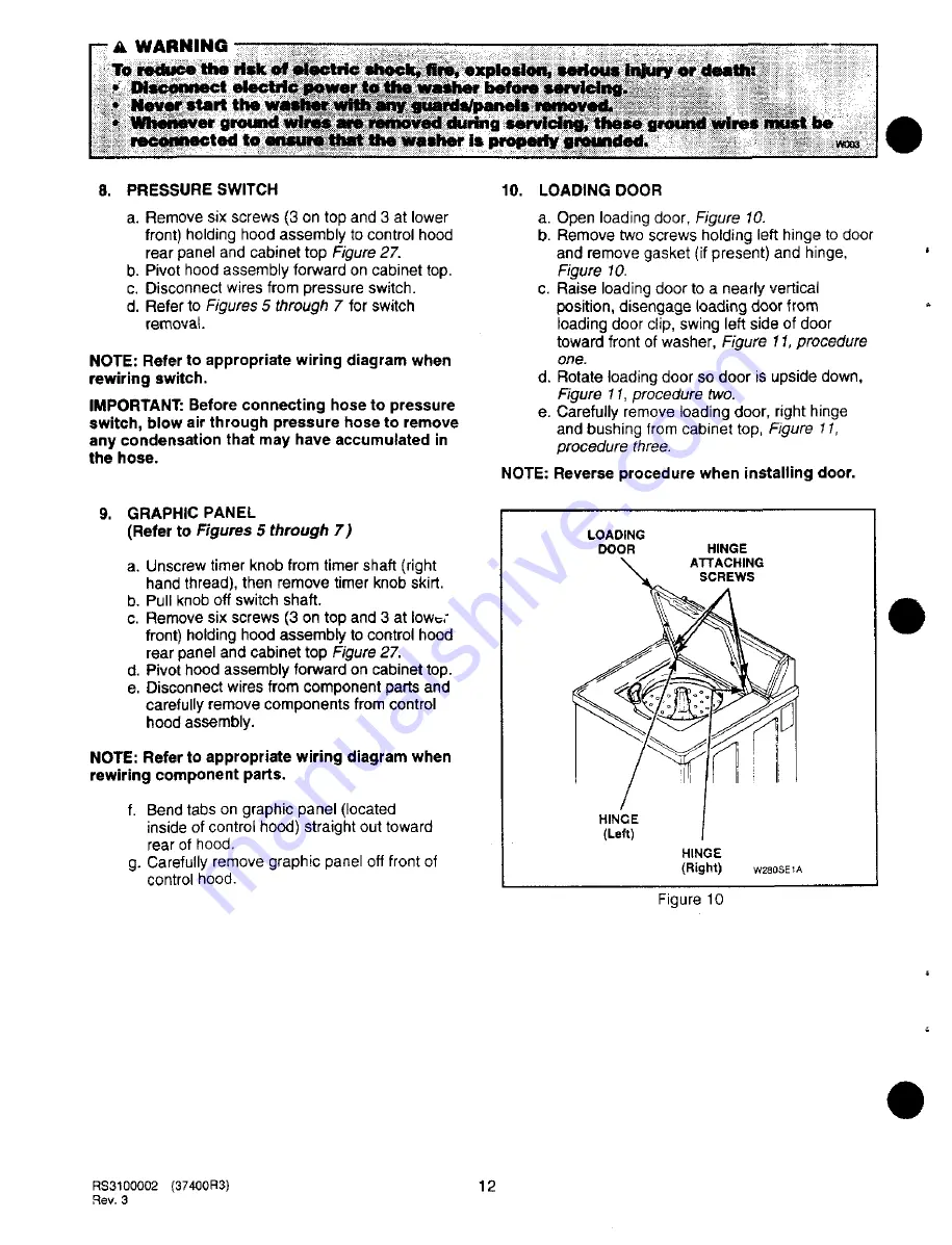 Amana Speed Queen AWM190W2 Service Manual Download Page 13