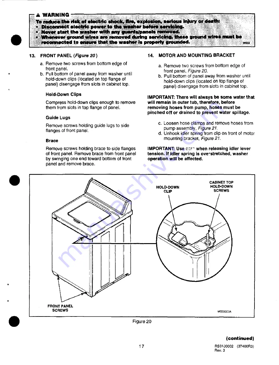 Amana Speed Queen AWM190W2 Service Manual Download Page 18