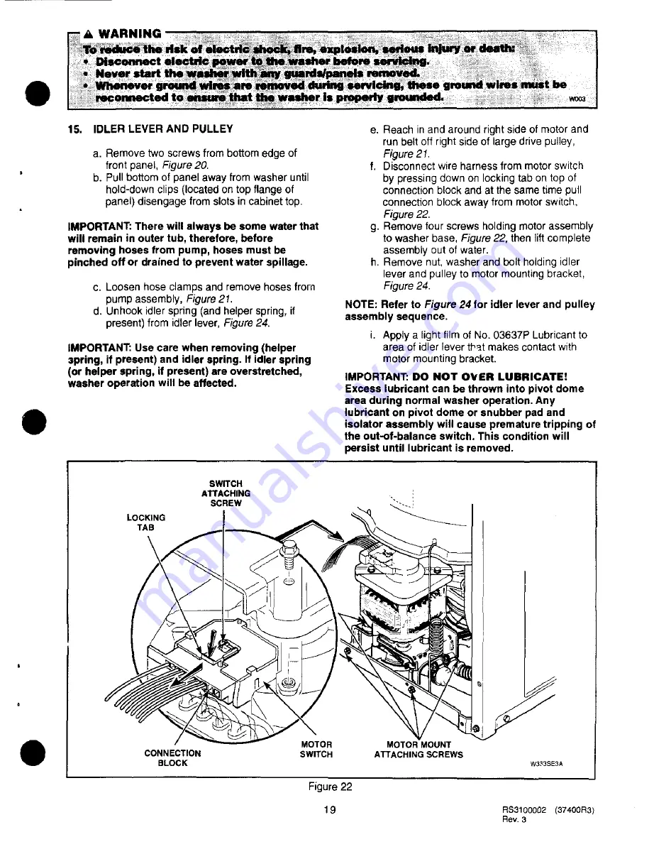 Amana Speed Queen AWM190W2 Service Manual Download Page 20