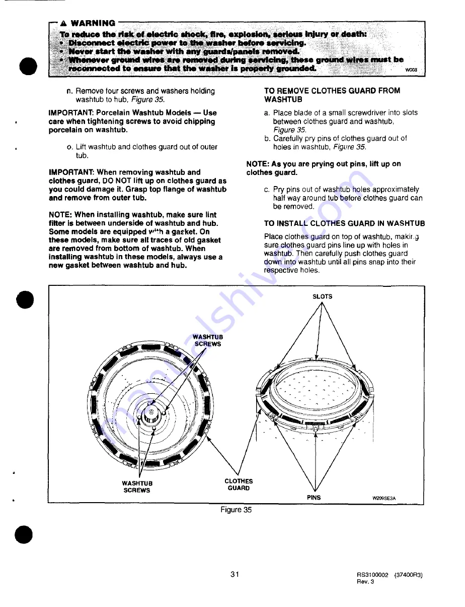 Amana Speed Queen AWM190W2 Service Manual Download Page 32