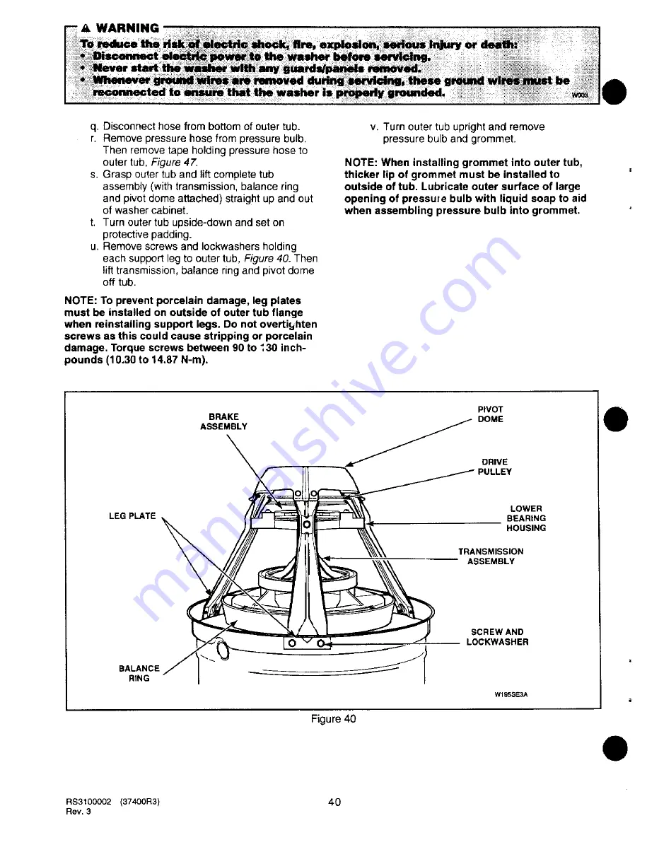 Amana Speed Queen AWM190W2 Service Manual Download Page 41