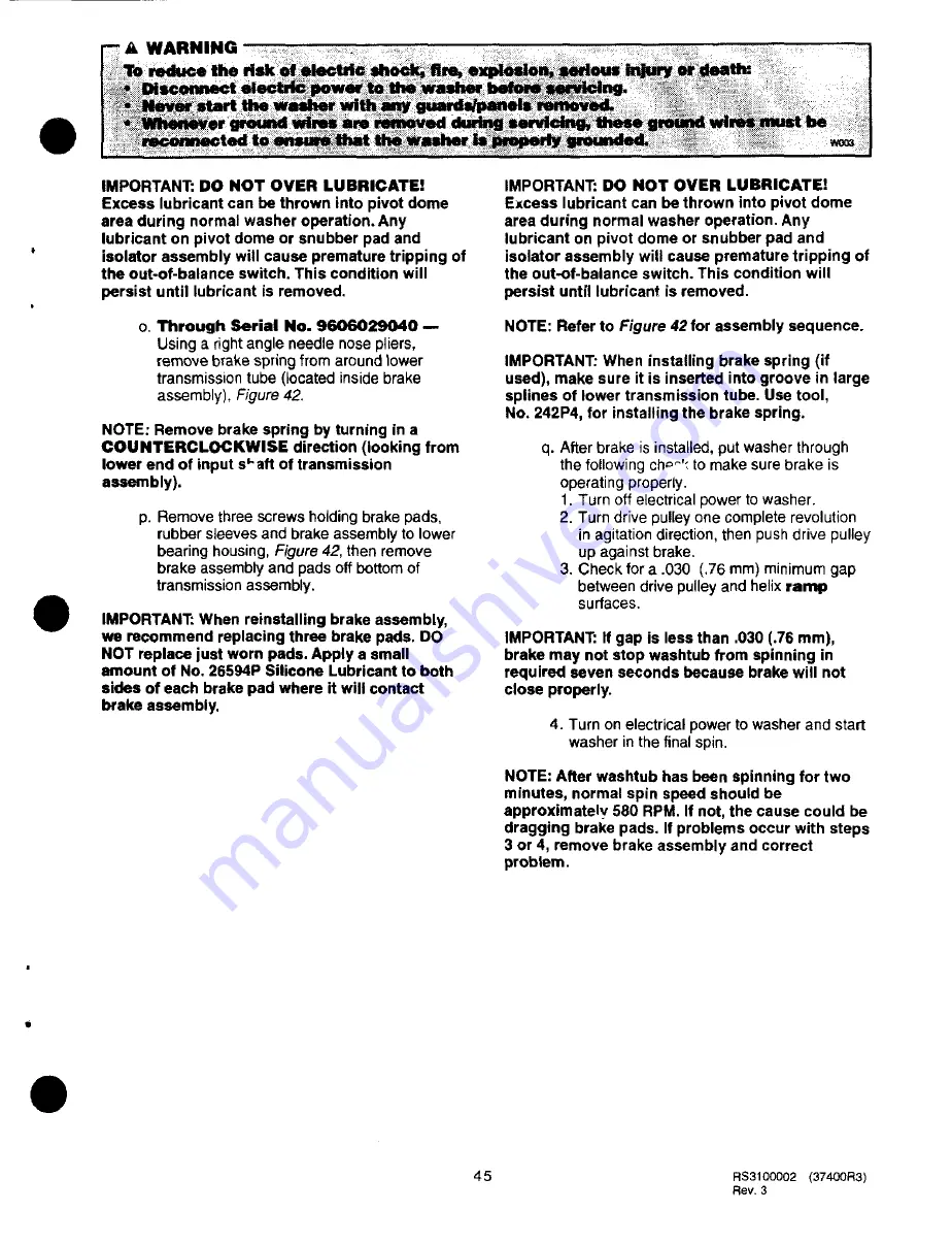 Amana Speed Queen AWM190W2 Service Manual Download Page 46