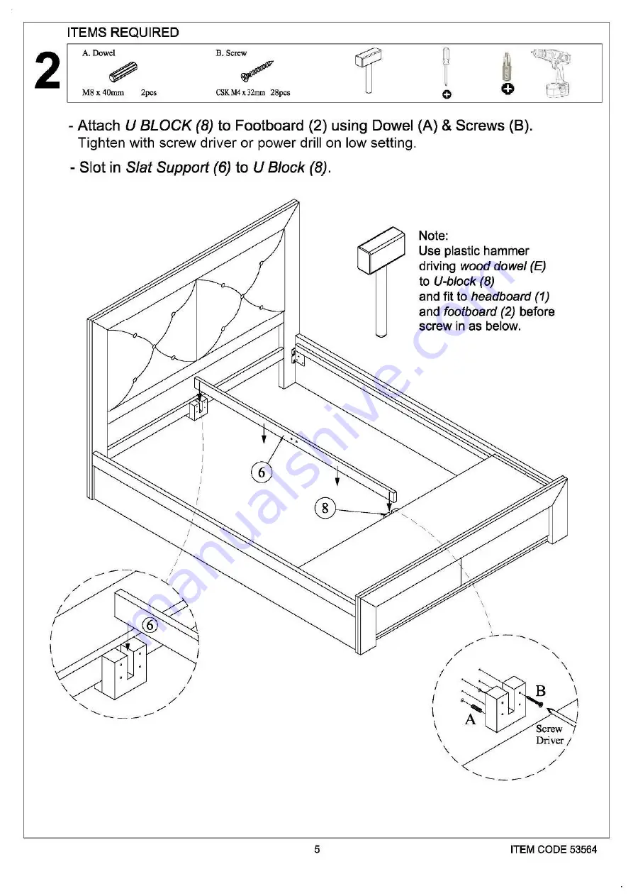 Amart Furniture BOULDER KING BED 53564 Assembly Instructions Manual Download Page 5