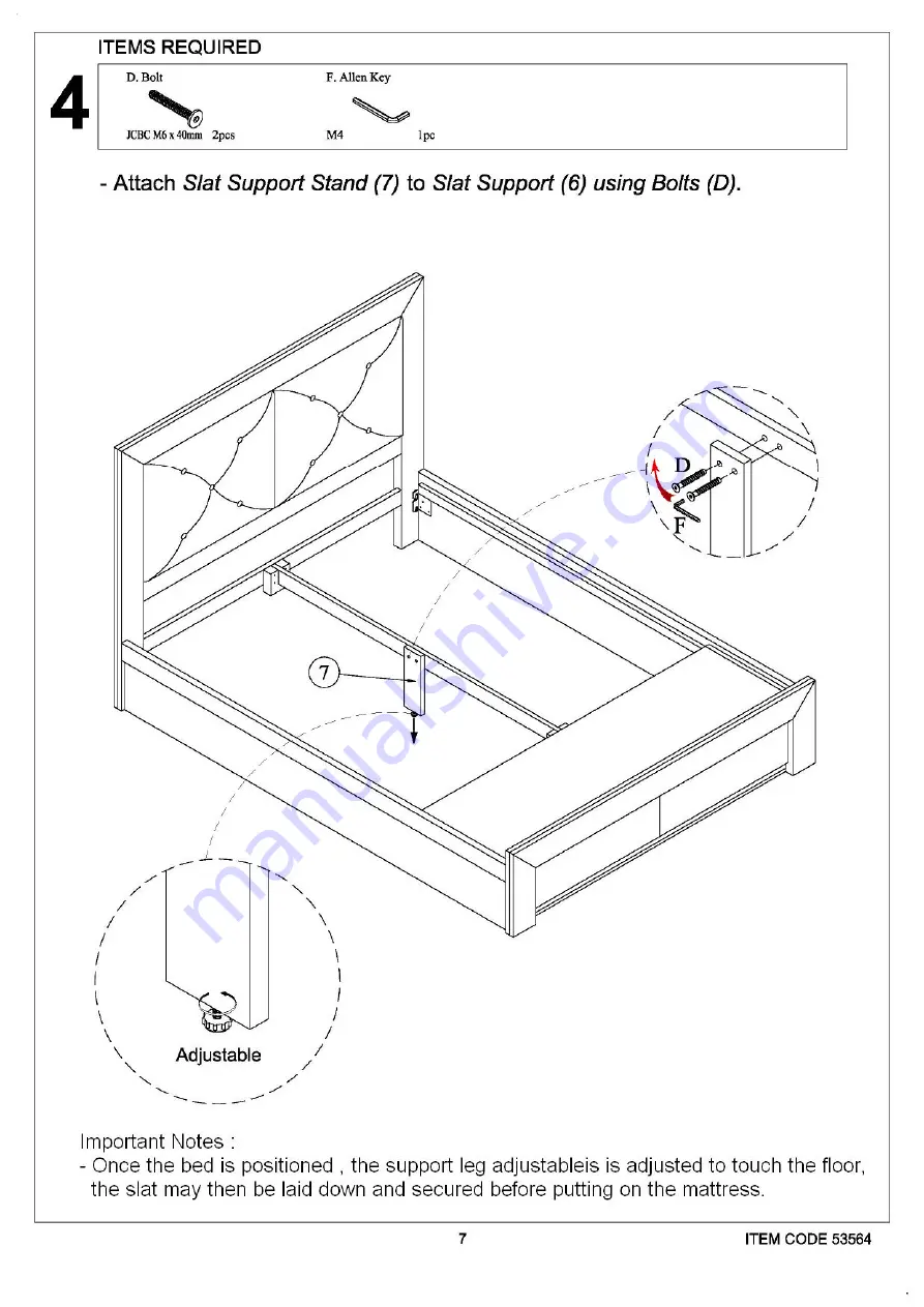 Amart Furniture BOULDER KING BED 53564 Assembly Instructions Manual Download Page 7