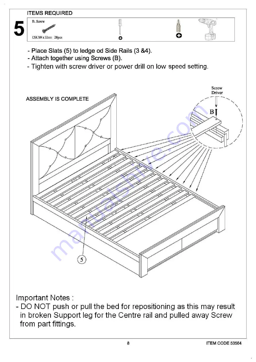 Amart Furniture BOULDER KING BED 53564 Assembly Instructions Manual Download Page 8