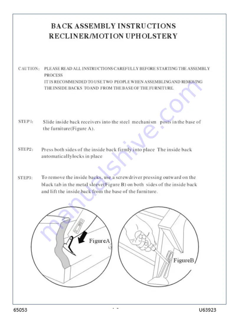 Amart Furniture ELDRIDGE 2 SEATER WITH INBUILT RECLINERS U63923 65053 Assembly Instruction Manual Download Page 5