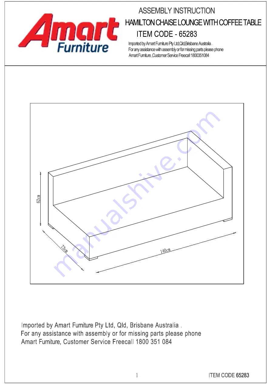 Amart Furniture HAMILTON 65283 Assembly Instruction Manual Download Page 22