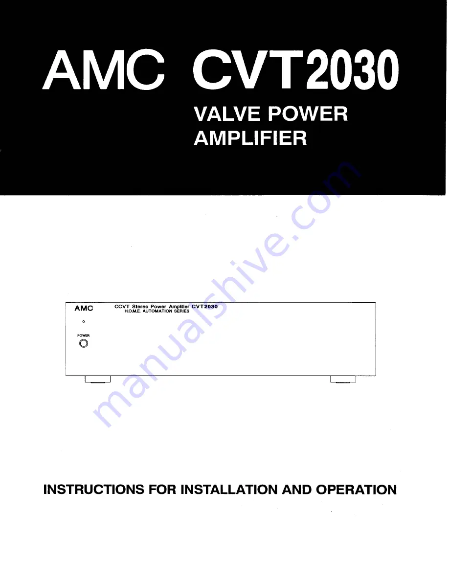 AMC CVT2030 Instructions For Installation And Operation Manual Download Page 1