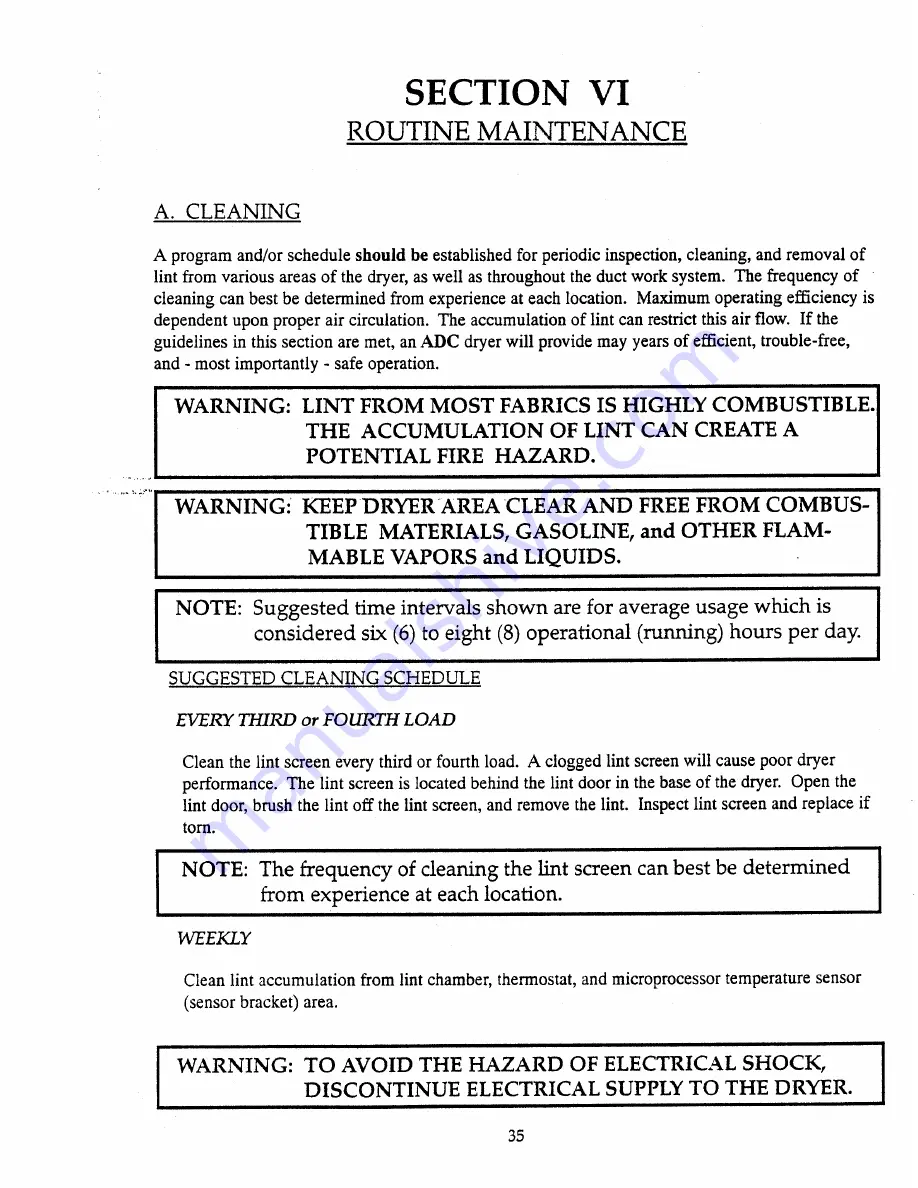 American Dryer Corp. AD-385 Installation & Operator'S Manual Download Page 39