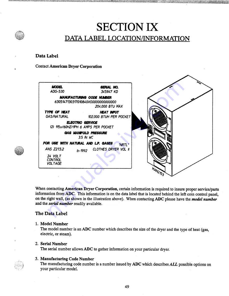 American Dryer Corp. Microprocessor Control Gas v Скачать руководство пользователя страница 53