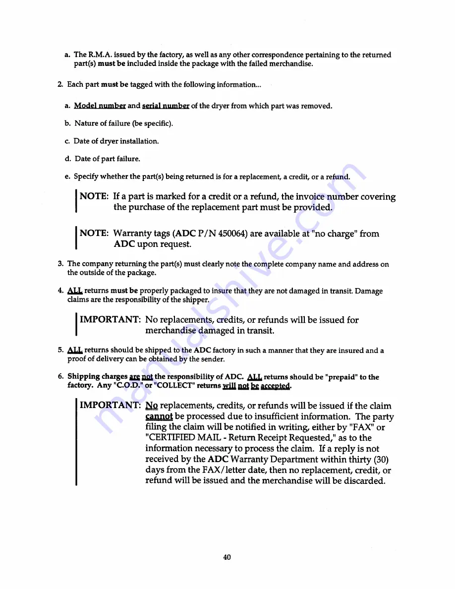 American Dryer AD-120 Installation And Operator'S Manual Download Page 43