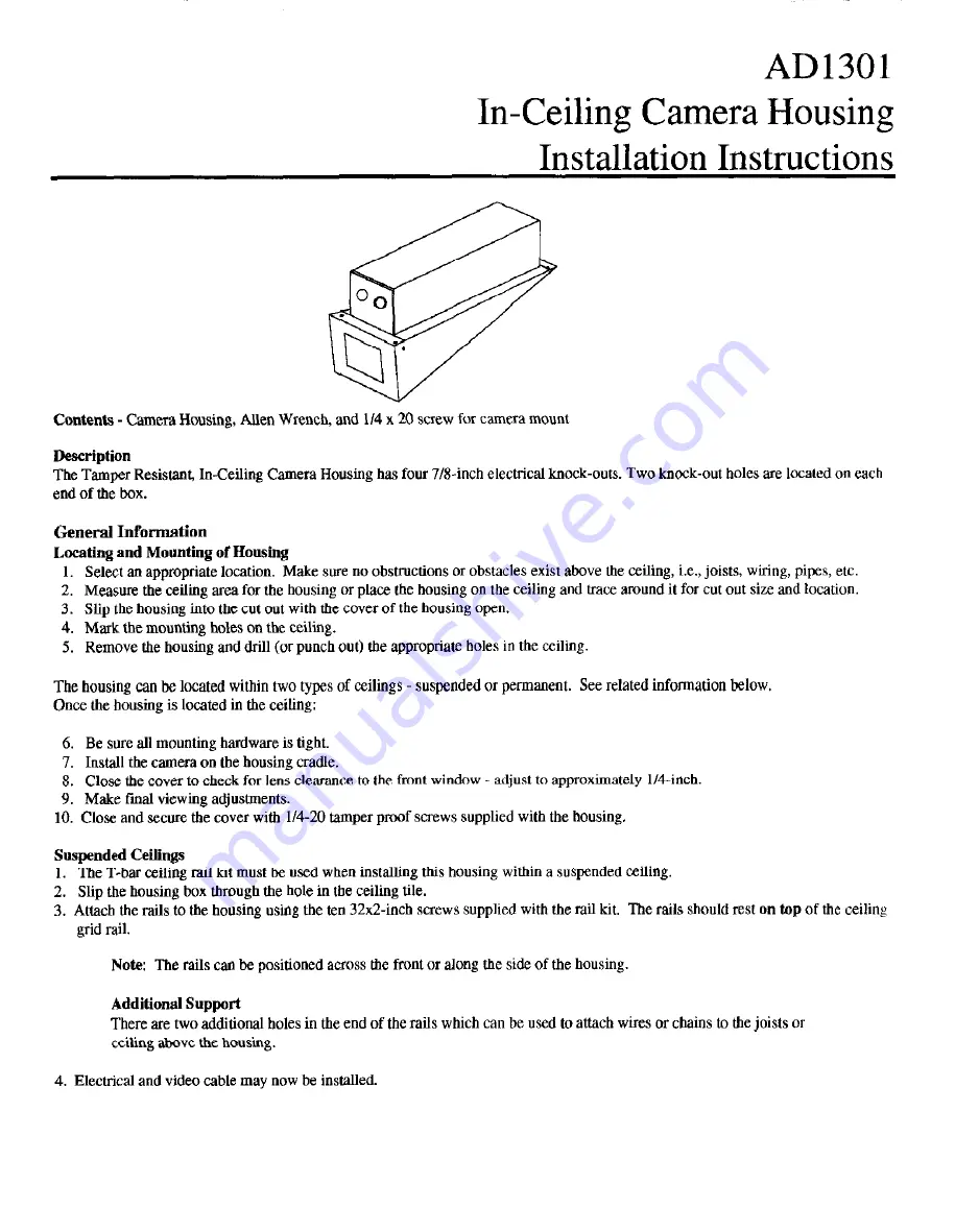 American Dynamics AD1301 Installation Instructions Download Page 1