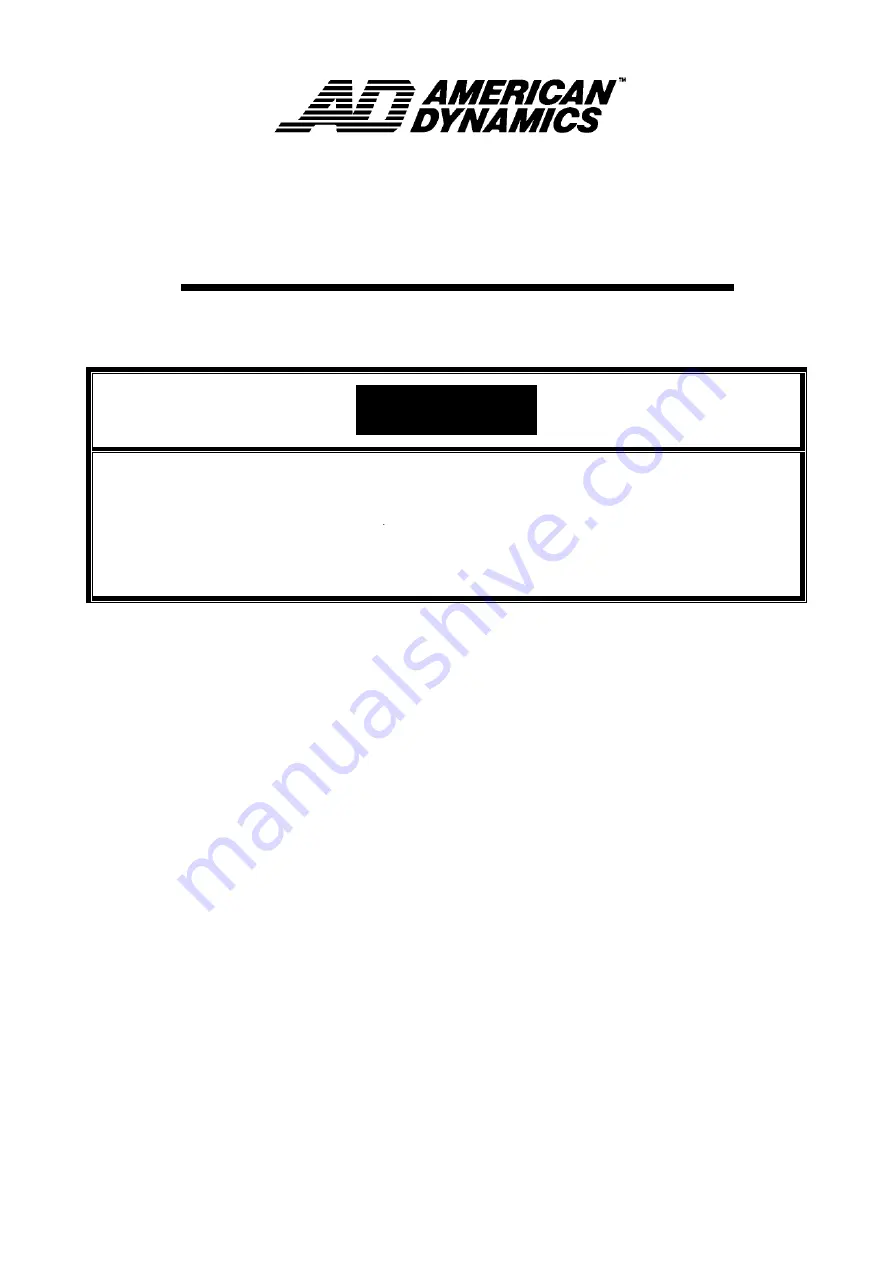 American Dynamics ADC522WP Operating Instructions Download Page 1