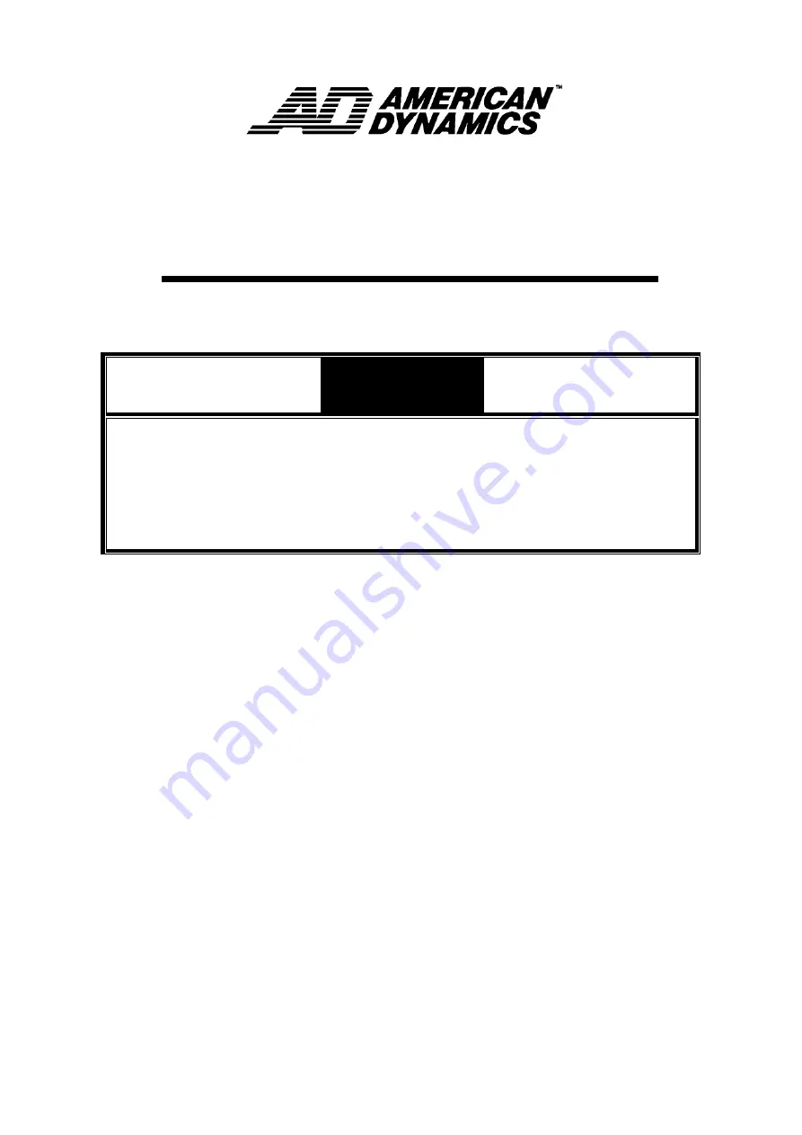 American Dynamics ADC723PIR Operating Instructions Download Page 1