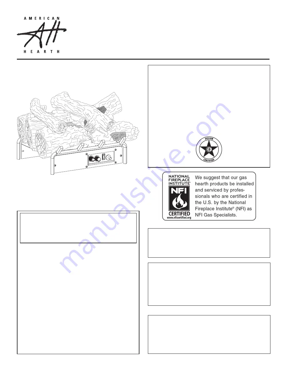 American Hearth Raleigh ALSU18CR1-2 Installation Instructions And Owner'S Manual Download Page 1