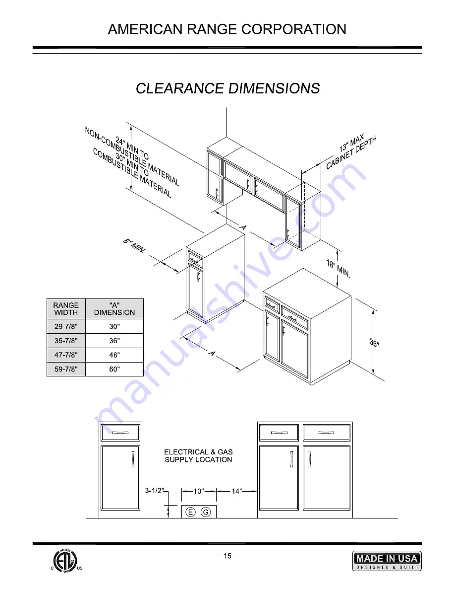 American Range ARR-484XGDRF Installation Manual Download Page 12