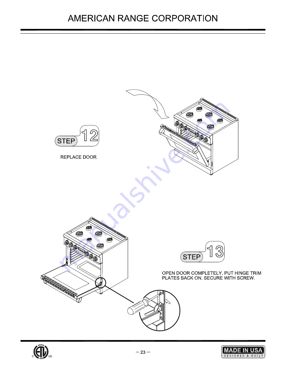 American Range ARR-484XGDRF Installation Manual Download Page 20