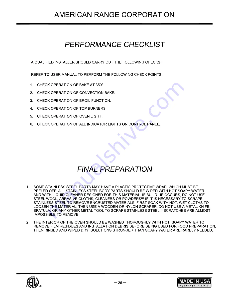 American Range ARR-484XGDRF Installation Manual Download Page 23