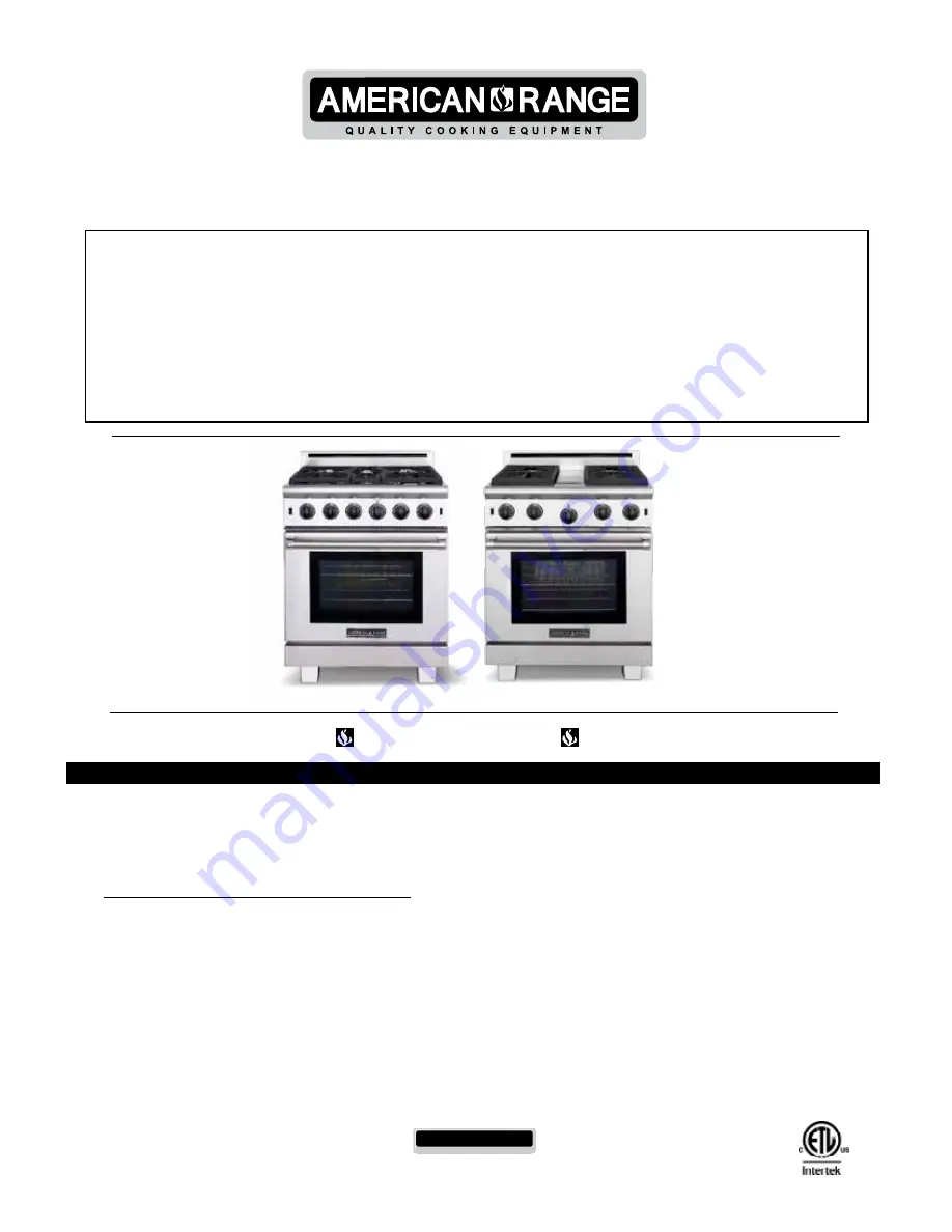 American Range CUISINE ARR-530 Use & Care And Installation Manual Download Page 1