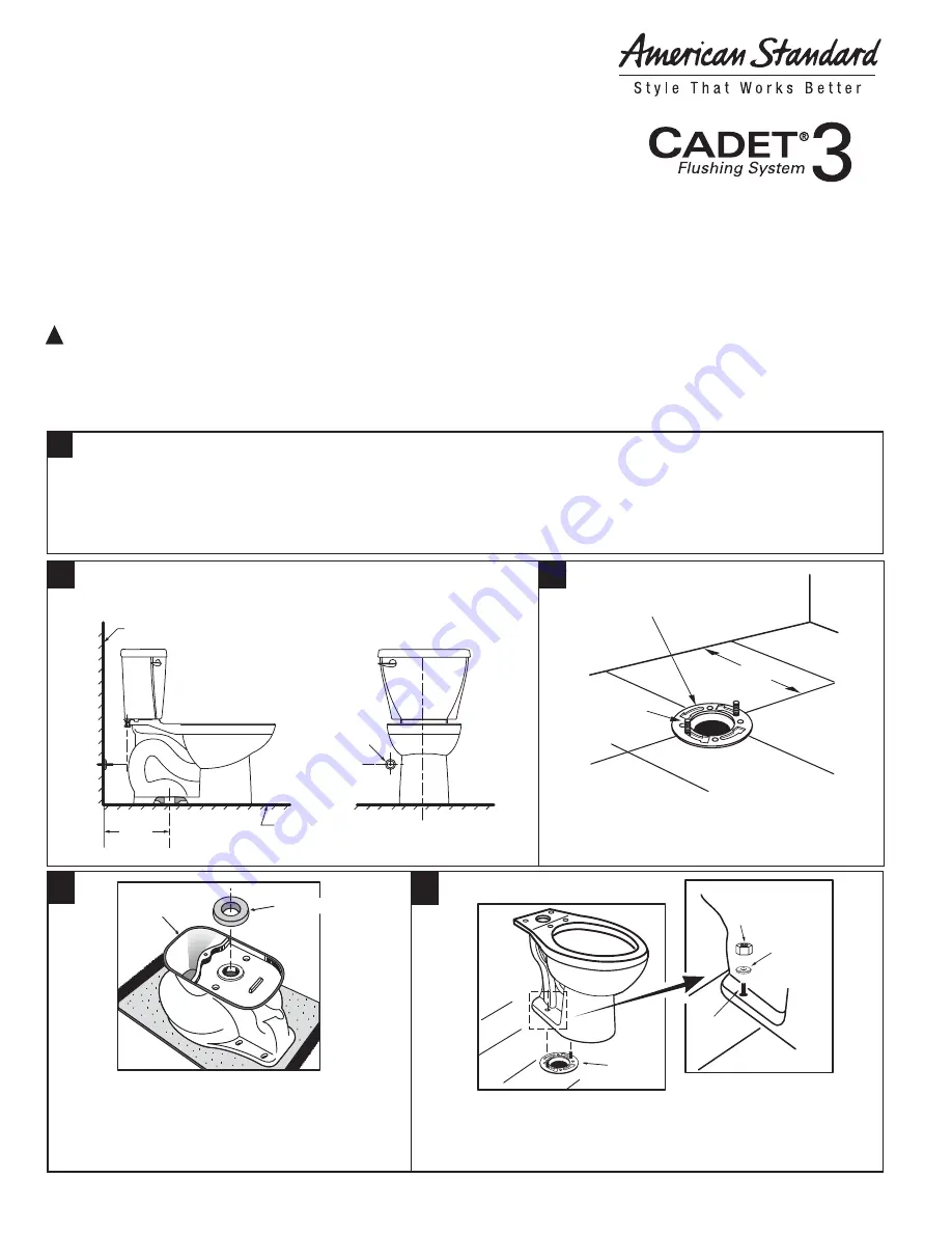 American Standard Cadet 3 Elongated Toilet 2455 Installation Instructions Download Page 1