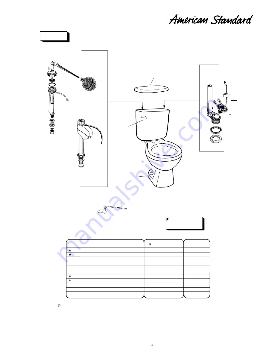 American Standard Colony Afton Round Front Toilet 2329.016 Parts Breakdown Download Page 1